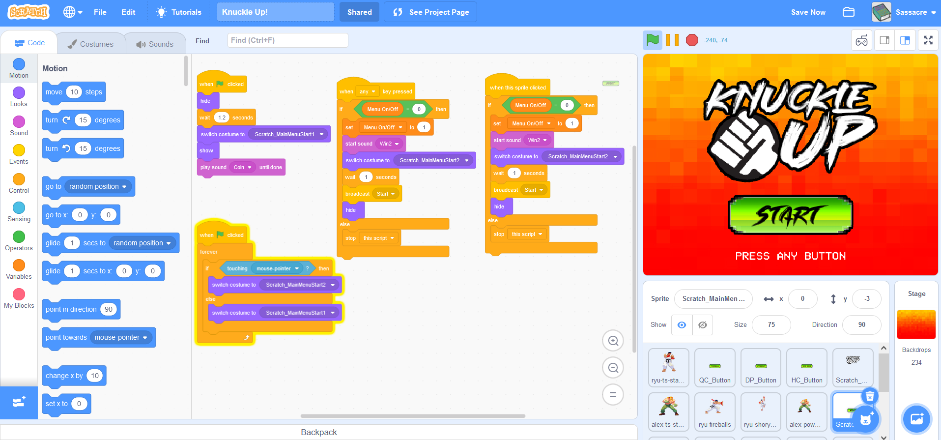 Example of Scratch's Interface